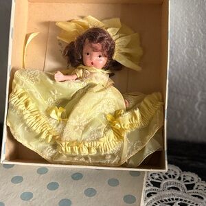 Vintage story book Doll with Yellow Dress